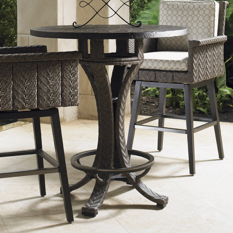 Tommy Bahama Outdoor Blue Olive Wicker Rattan Bar Table & Reviews Wayfair